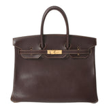 HERMES エルメス バーキン35 茶 ゴールド金具 □C刻印(1999年頃) ユニセックス ヴォーガリバー ハンドバッグ Bランク 中古 銀蔵