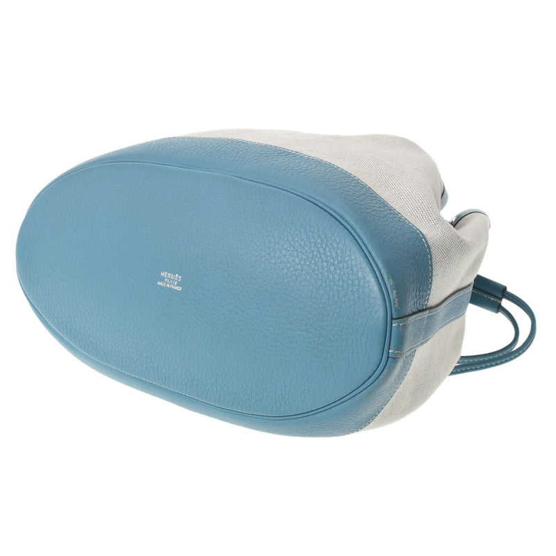 HERMES エルメス マーケットGM ブルージーン □C刻印(1999年頃) レディース キャンバス トリヨンクレマンス ショルダーバッグ Bランク 中古 銀蔵