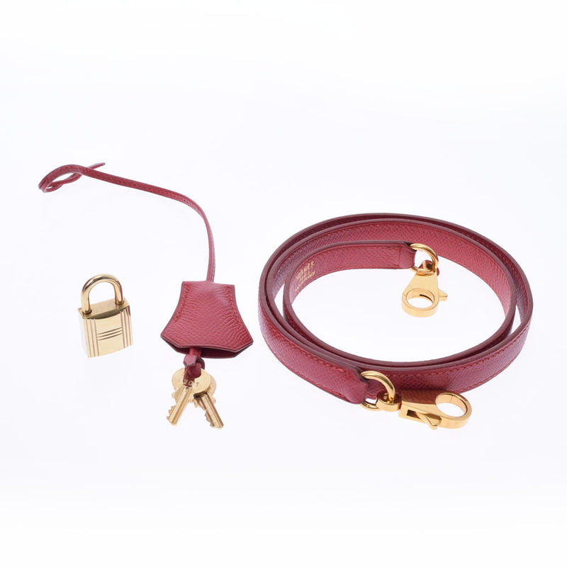 HERMES エルメス ボリード37  ルージュビフ ゴールド金具 ○Z刻印(1996年頃) レディース クシュベル ハンドバッグ Bランク 中古 銀蔵