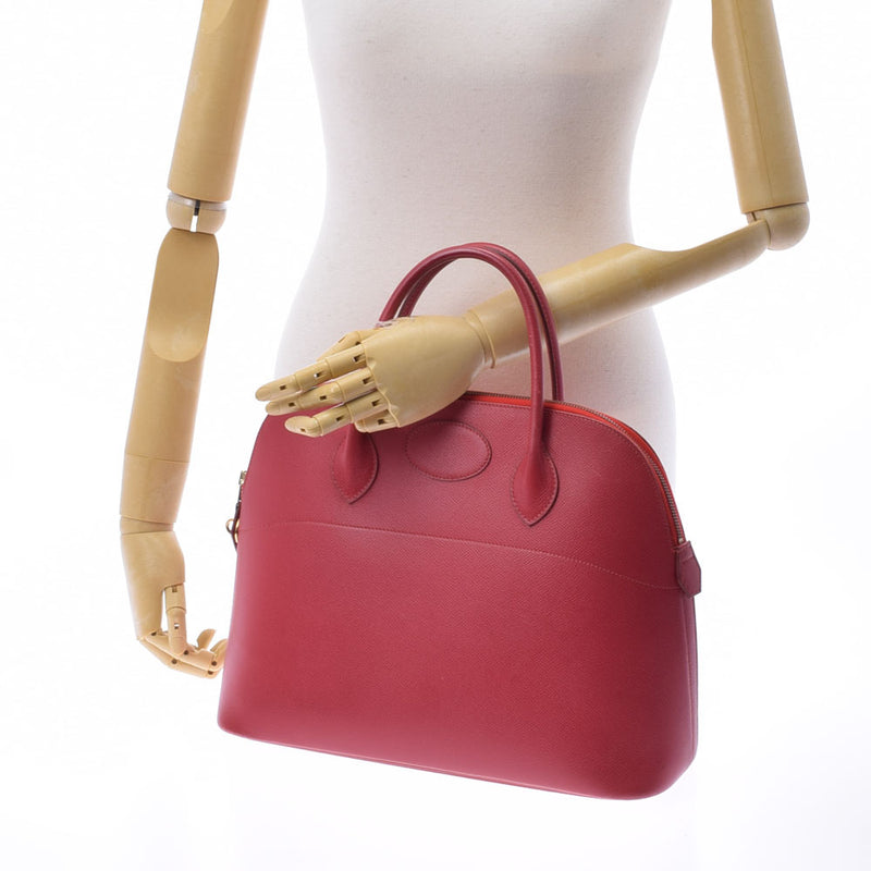 HERMES エルメス ボリード37  ルージュビフ ゴールド金具 ○Z刻印(1996年頃) レディース クシュベル ハンドバッグ Bランク 中古 銀蔵