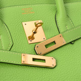 HERMES エルメス バーキン35 アップルグリーン ゴールド金具 □H刻印(2004年頃) ユニセックス トリヨンクレマンス ハンドバッグ ABランク 中古 銀蔵