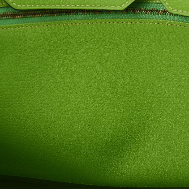 HERMES エルメス バーキン35 アップルグリーン ゴールド金具 □H刻印(2004年頃) ユニセックス トリヨンクレマンス ハンドバッグ ABランク 中古 銀蔵