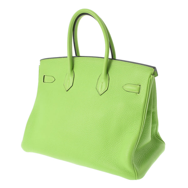 HERMES エルメス バーキン35 アップルグリーン ゴールド金具 □H刻印(2004年頃) ユニセックス トリヨンクレマンス ハンドバッグ ABランク 中古 銀蔵