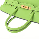 HERMES エルメス バーキン35 アップルグリーン ゴールド金具 □H刻印(2004年頃) ユニセックス トリヨンクレマンス ハンドバッグ ABランク 中古 銀蔵