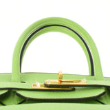 HERMES エルメス バーキン35 アップルグリーン ゴールド金具 □H刻印(2004年頃) ユニセックス トリヨンクレマンス ハンドバッグ ABランク 中古 銀蔵