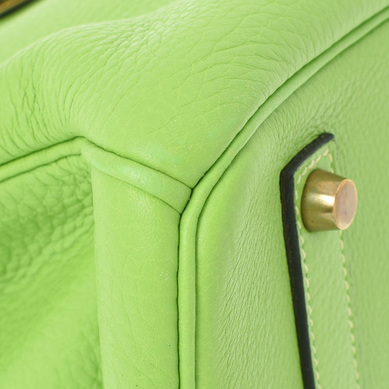 HERMES エルメス バーキン35 アップルグリーン ゴールド金具 □H刻印(2004年頃) ユニセックス トリヨンクレマンス ハンドバッグ ABランク 中古 銀蔵