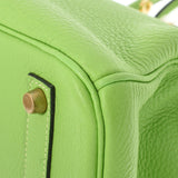 HERMES エルメス バーキン35 アップルグリーン ゴールド金具 □H刻印(2004年頃) ユニセックス トリヨンクレマンス ハンドバッグ ABランク 中古 銀蔵