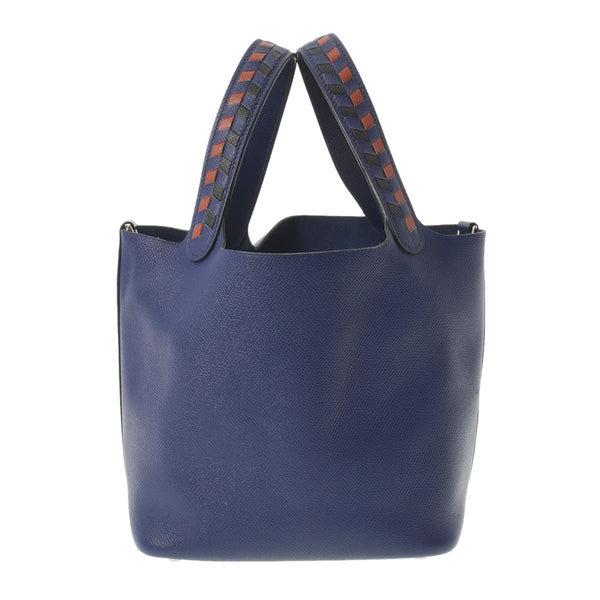 HERMES エルメス ピコタンロック PM トレサージュ ブルーアンクル シルバー金具 C刻印(2018年頃) レディース ヴォーエプソン ハンドバッグ Aランク 中古 銀蔵