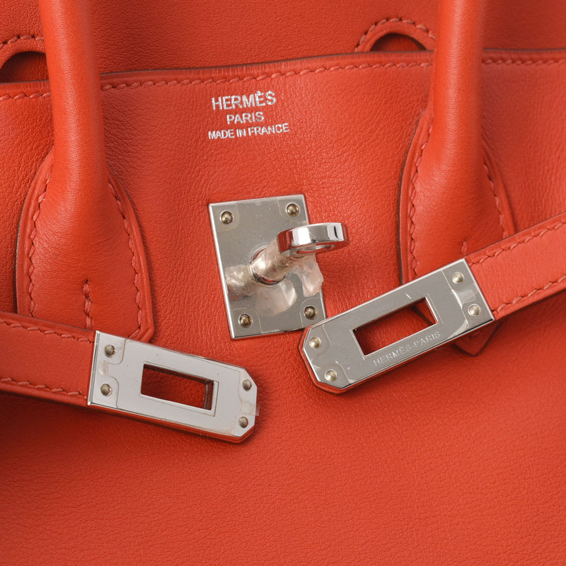 HERMES エルメス バーキン25 ルージュトマト シルバー金具 X刻印(2016年頃) レディース ヴォースイフト ハンドバッグ Aランク 中古 銀蔵