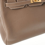 HERMES エルメス バーキン35 エトゥープ ゴールド金具 □P刻印(2012年頃) ユニセックス トゴ ハンドバッグ Aランク 中古 銀蔵