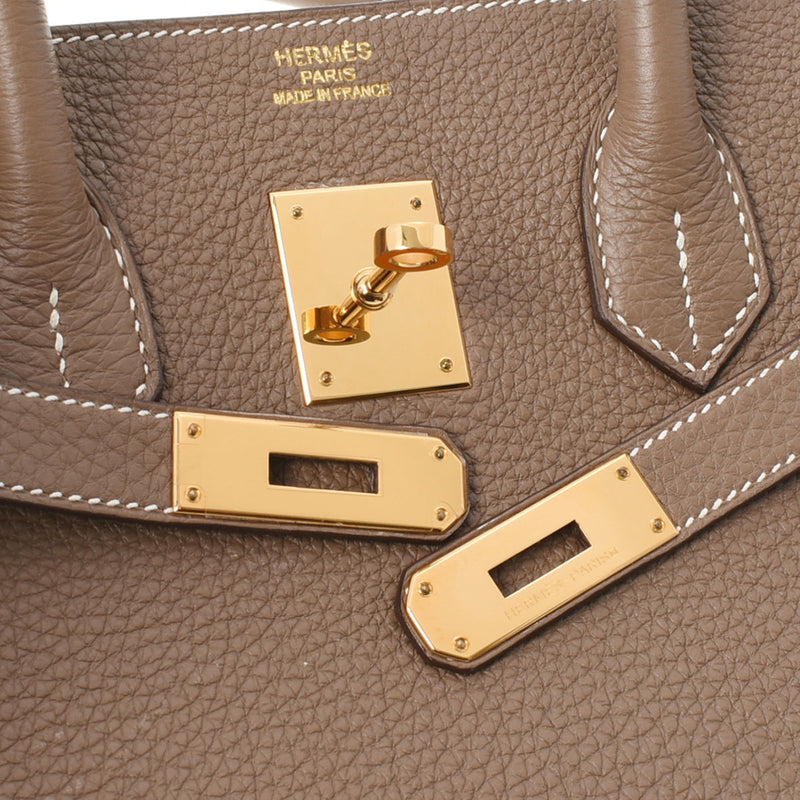 HERMES エルメス バーキン35 エトゥープ ゴールド金具 □P刻印(2012年頃) ユニセックス トゴ ハンドバッグ Aランク 中古 銀蔵