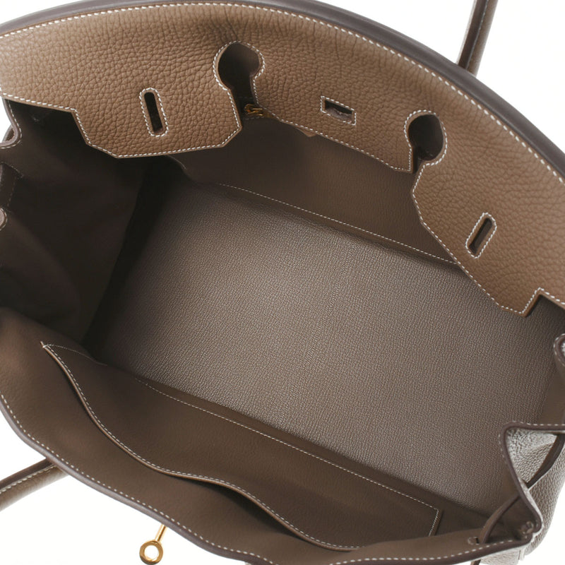 HERMES エルメス バーキン35 エトゥープ ゴールド金具 □P刻印(2012年頃) ユニセックス トゴ ハンドバッグ Aランク 中古 銀蔵