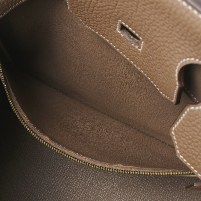 HERMES エルメス バーキン35 エトゥープ ゴールド金具 □P刻印(2012年頃) ユニセックス トゴ ハンドバッグ Aランク 中古 銀蔵