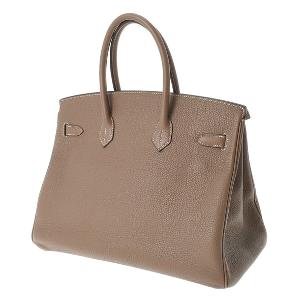 HERMES エルメス バーキン35 エトゥープ ゴールド金具 □P刻印(2012年頃) ユニセックス トゴ ハンドバッグ Aランク 中古 銀蔵