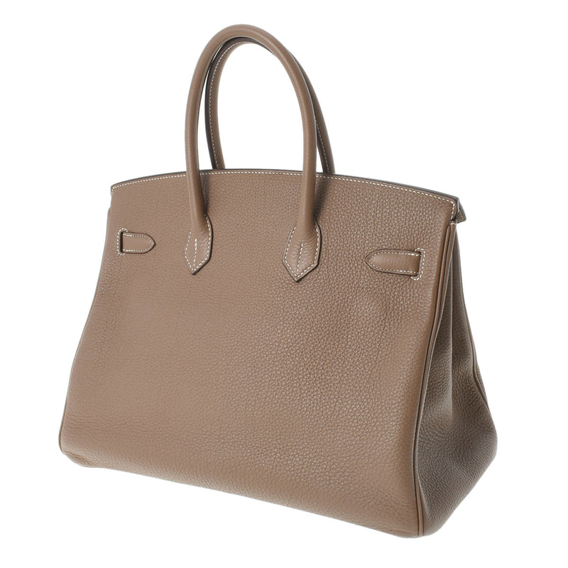 HERMES エルメス バーキン35 エトゥープ ゴールド金具 □P刻印(2012年頃) ユニセックス トゴ ハンドバッグ Aランク 中古 銀蔵