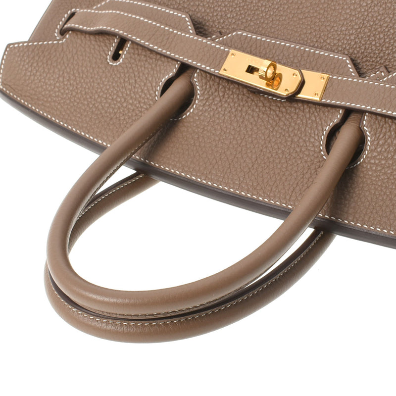 HERMES エルメス バーキン35 エトゥープ ゴールド金具 □P刻印(2012年頃) ユニセックス トゴ ハンドバッグ Aランク 中古 銀蔵