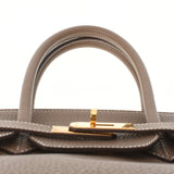 HERMES エルメス バーキン35 エトゥープ ゴールド金具 □P刻印(2012年頃) ユニセックス トゴ ハンドバッグ Aランク 中古 銀蔵