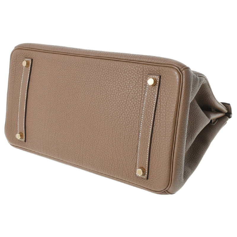 HERMES エルメス バーキン35 エトゥープ ゴールド金具 □P刻印(2012年頃) ユニセックス トゴ ハンドバッグ Aランク 中古 銀蔵