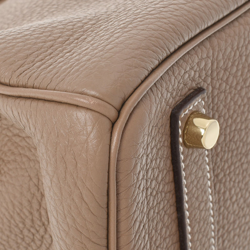 HERMES エルメス バーキン35 エトゥープ ゴールド金具 □P刻印(2012年頃) ユニセックス トゴ ハンドバッグ Aランク 中古 銀蔵