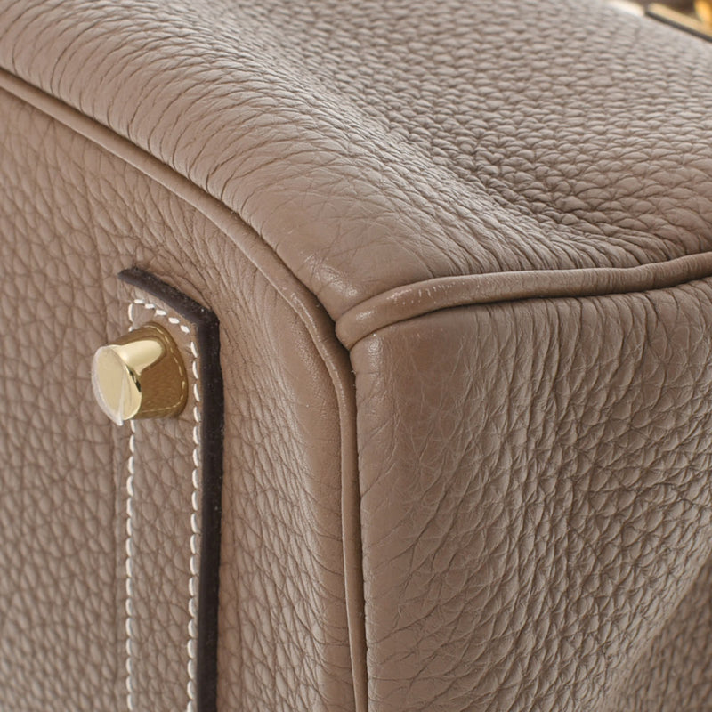 HERMES エルメス バーキン35 エトゥープ ゴールド金具 □P刻印(2012年頃) ユニセックス トゴ ハンドバッグ Aランク 中古 銀蔵
