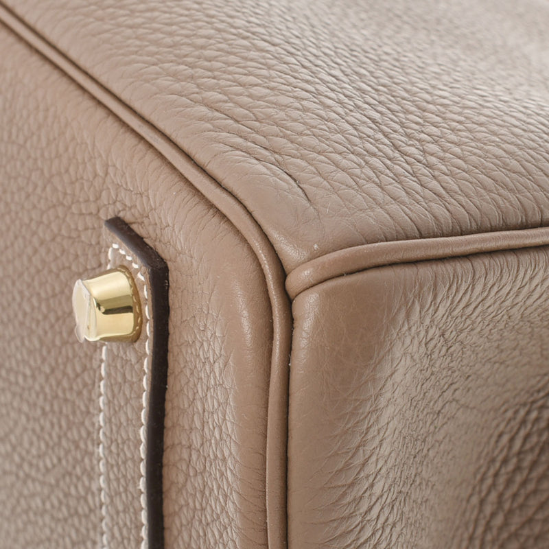 HERMES エルメス バーキン35 エトゥープ ゴールド金具 □P刻印(2012年頃) ユニセックス トゴ ハンドバッグ Aランク 中古 銀蔵
