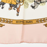 HERMES エルメス カレ90 La Promenade De Longchamps ライトピンク/白 レディース シルク100％ スカーフ Aランク 中古 銀蔵