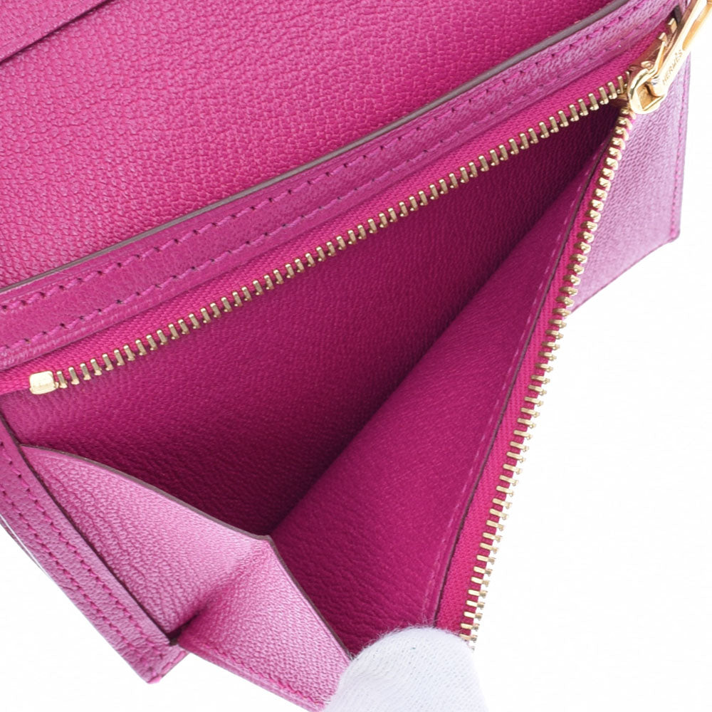 HERMES エルメス ベアンコンパクト ローズシェヘラザード ゴールド金具 A刻印(2017年頃) ユニセックス アリゲーター 二つ折り財布 ABランク 中古  人気・おすすめ｜使いやすい・旅行におすすめ セール中 全国発送 国内発送対応