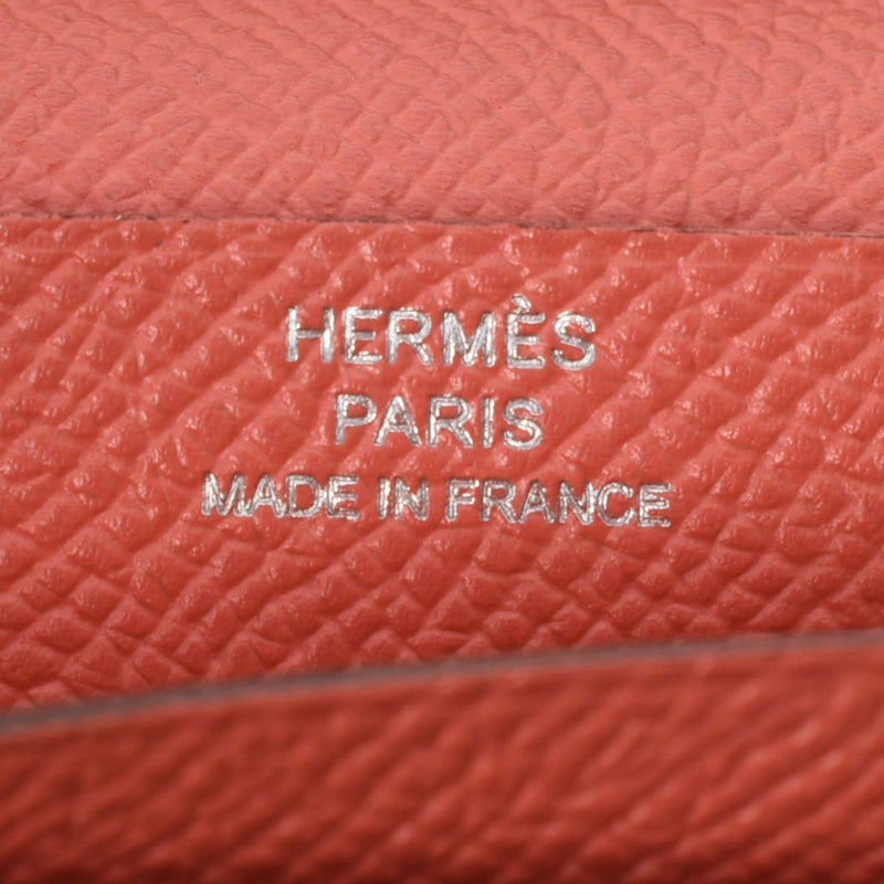 HERMES エルメス ベアンスフレ  ルージュカザック/フラミンゴ シルバー金具 R刻印(2014年頃) レディース ヴォーエプソン 長財布 Bランク 中古 銀蔵