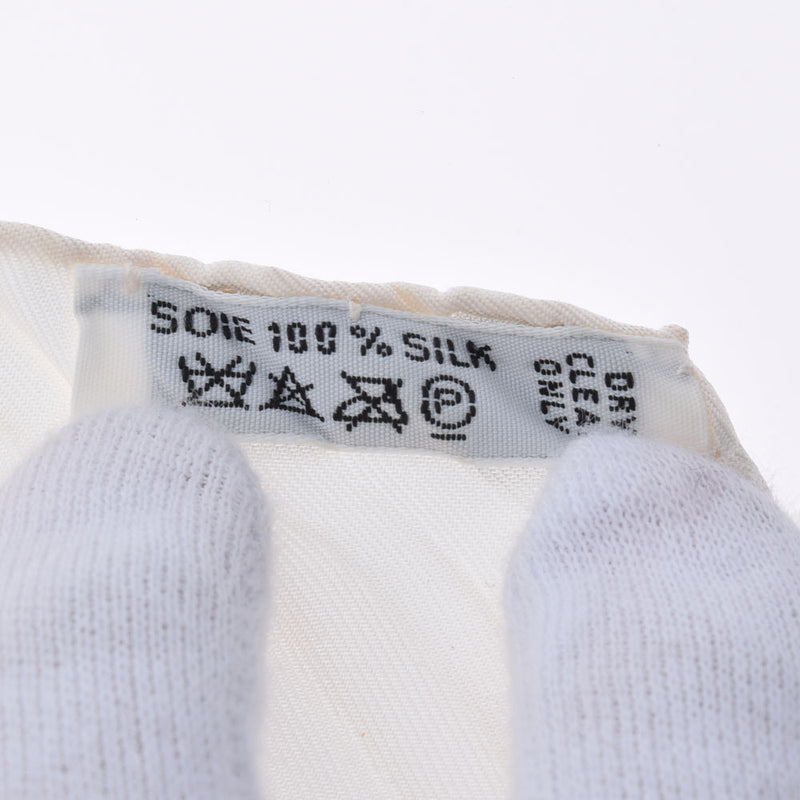 HERMES エルメス プリーツスカーフ 植物柄 白/緑 レディース シルク100％ スカーフ Aランク 中古 銀蔵