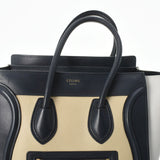 CELINE セリーヌ ラゲージ マイクロショッパー トリコロール グレー/クリーム/紺 レディース カーフ ハンドバッグ Bランク 中古 銀蔵