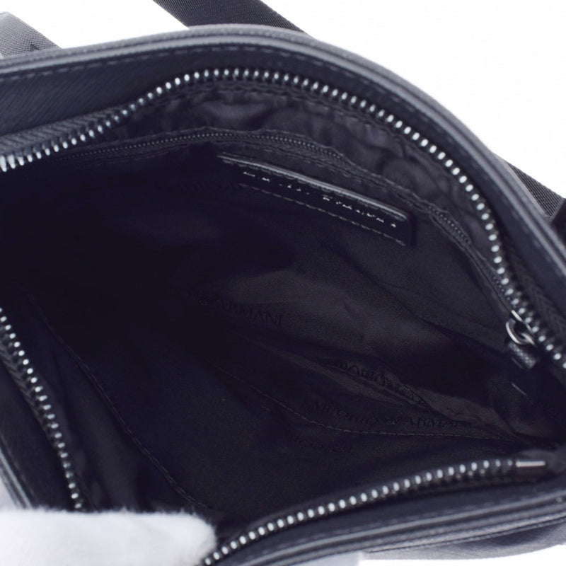 EMPORIO ARMANI エンポリオ・アルマーニ スモールフラット メッセンジャー 黒 Y4M185-Y154J メンズ ポリエステル ショルダーバッグ Aランク 中古 銀蔵