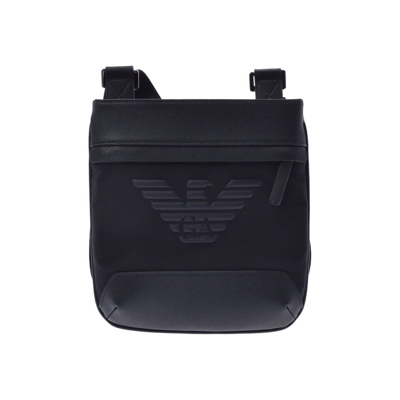 EMPORIO ARMANI エンポリオ・アルマーニ スモールフラット メッセンジャー 黒 Y4M185-Y154J メンズ ポリエステル ショルダーバッグ Aランク 中古 銀蔵