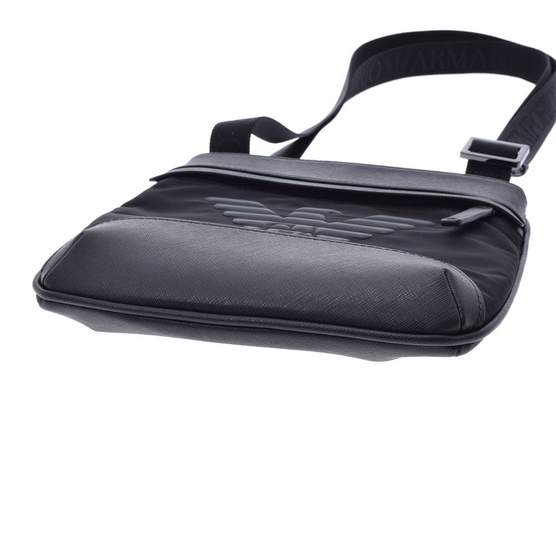 EMPORIO ARMANI エンポリオ・アルマーニ スモールフラット メッセンジャー 黒 Y4M185-Y154J メンズ ポリエステル ショルダーバッグ Aランク 中古 銀蔵