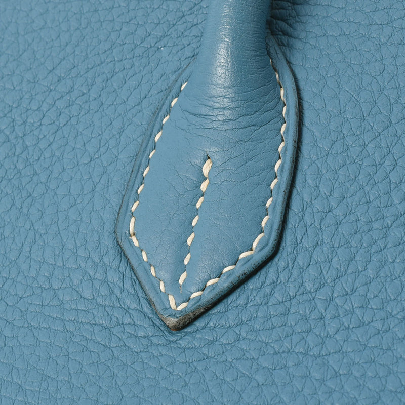 HERMES エルメス バーキン35 ブルージーン シルバー金具 □G刻印(2003年頃) ユニセックス トリヨンクレマンス ハンドバッグ ABランク 中古 銀蔵