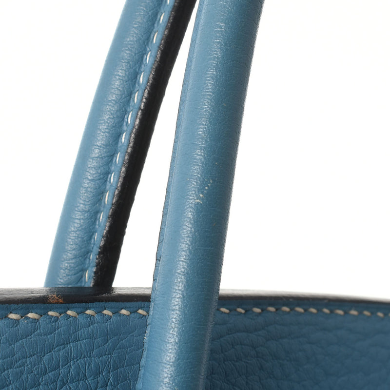 HERMES エルメス バーキン35 ブルージーン シルバー金具 □G刻印(2003年頃) ユニセックス トリヨンクレマンス ハンドバッグ ABランク 中古 銀蔵