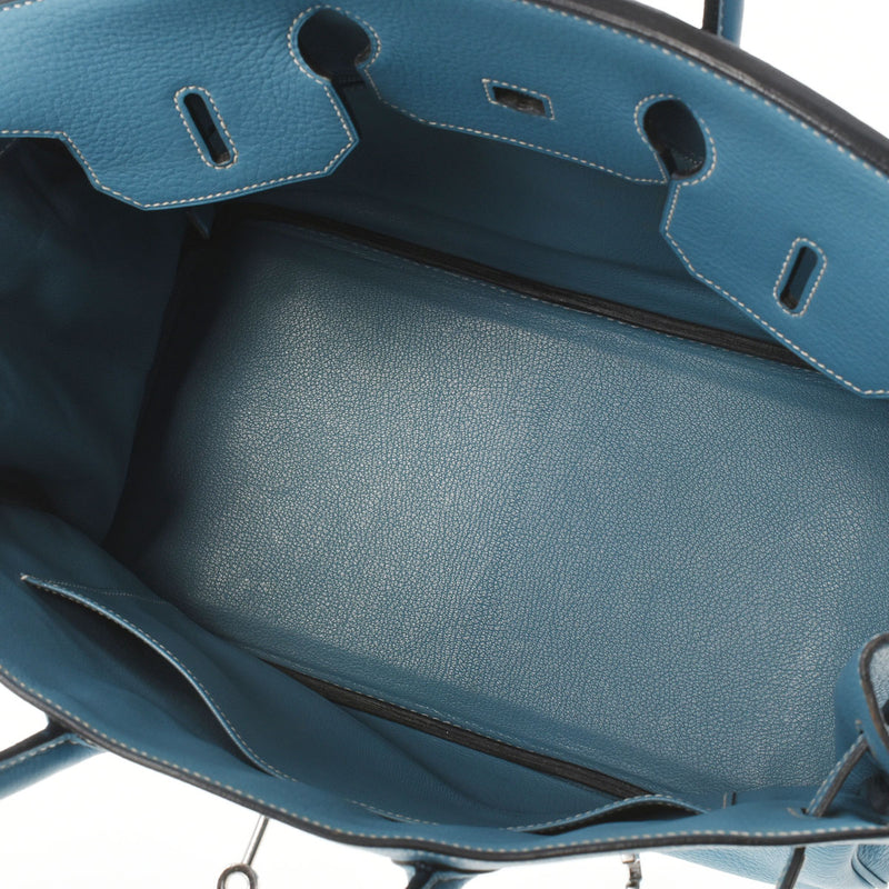 HERMES エルメス バーキン35 ブルージーン シルバー金具 □G刻印(2003年頃) ユニセックス トリヨンクレマンス ハンドバッグ ABランク 中古 銀蔵