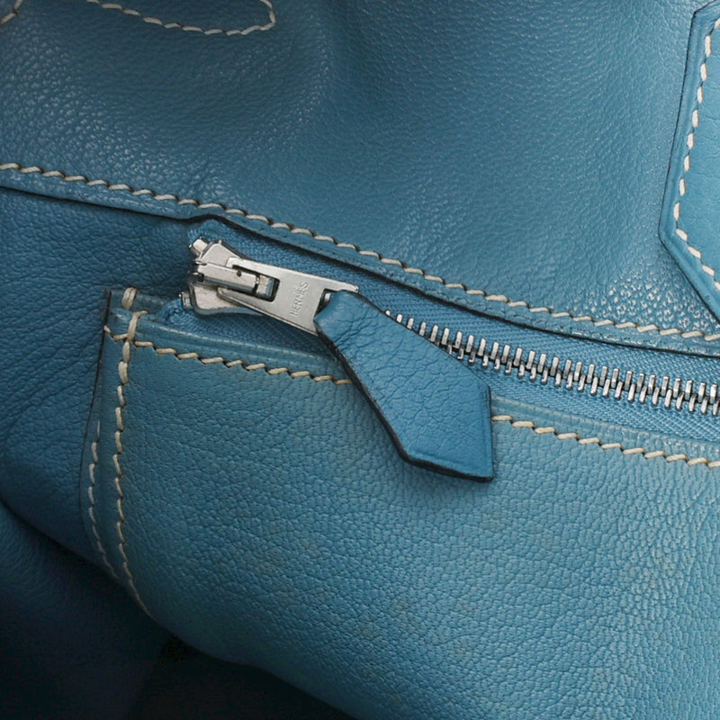 HERMES エルメス バーキン35 ブルージーン シルバー金具 □G刻印(2003年頃) ユニセックス トリヨンクレマンス ハンドバッグ ABランク 中古 銀蔵