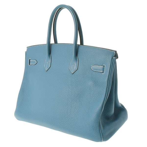 HERMES エルメス バーキン35 ブルージーン シルバー金具 □G刻印(2003年頃) ユニセックス トリヨンクレマンス ハンドバッグ ABランク 中古 銀蔵