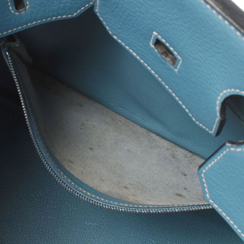 HERMES エルメス バーキン35 ブルージーン シルバー金具 □G刻印(2003年頃) ユニセックス トリヨンクレマンス ハンドバッグ ABランク 中古 銀蔵