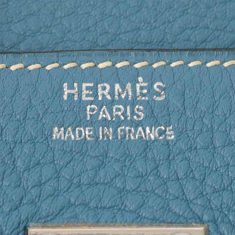HERMES エルメス バーキン35 ブルージーン シルバー金具 □G刻印(2003年頃) ユニセックス トリヨンクレマンス ハンドバッグ ABランク 中古 銀蔵