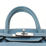 HERMES エルメス バーキン35 ブルージーン シルバー金具 □G刻印(2003年頃) ユニセックス トリヨンクレマンス ハンドバッグ ABランク 中古 銀蔵
