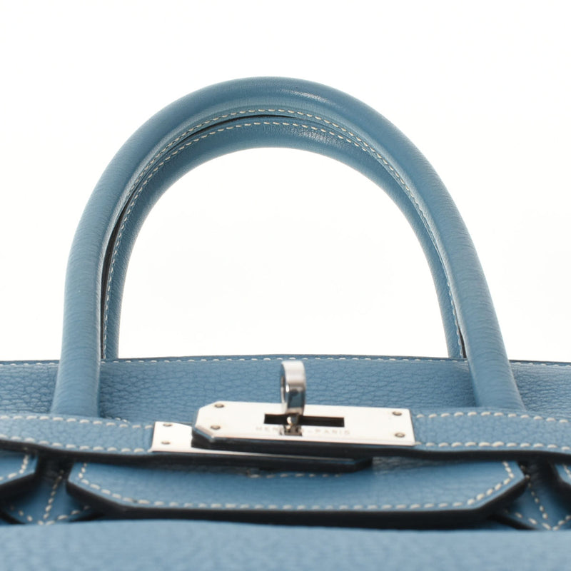 HERMES エルメス バーキン35 ブルージーン シルバー金具 □G刻印(2003年頃) ユニセックス トリヨンクレマンス ハンドバッグ ABランク 中古 銀蔵