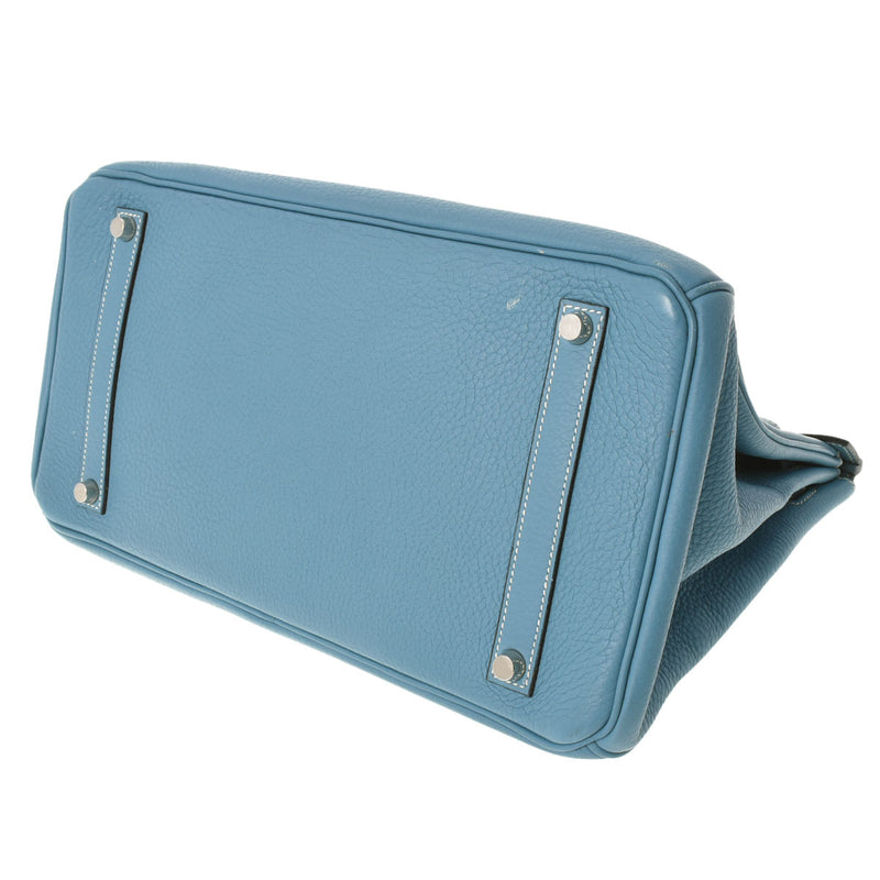 HERMES エルメス バーキン35 ブルージーン シルバー金具 □G刻印(2003年頃) ユニセックス トリヨンクレマンス ハンドバッグ ABランク 中古 銀蔵