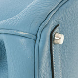 HERMES エルメス バーキン35 ブルージーン シルバー金具 □G刻印(2003年頃) ユニセックス トリヨンクレマンス ハンドバッグ ABランク 中古 銀蔵
