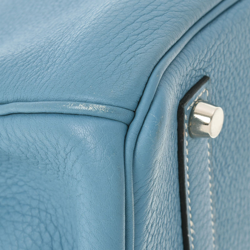 HERMES エルメス バーキン35 ブルージーン シルバー金具 □G刻印(2003年頃) ユニセックス トリヨンクレマンス ハンドバッグ ABランク 中古 銀蔵