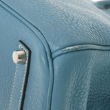 HERMES エルメス バーキン35 ブルージーン シルバー金具 □G刻印(2003年頃) ユニセックス トリヨンクレマンス ハンドバッグ ABランク 中古 銀蔵