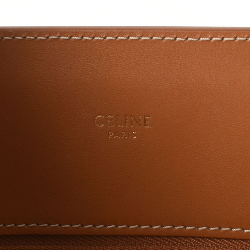 CELINE セリーヌ バーティカルカバ スモール ナチュラル/タン 192082BNZ 02NT ユニセックス レザー キャンバス ハンドバッグ Bランク 中古 銀蔵