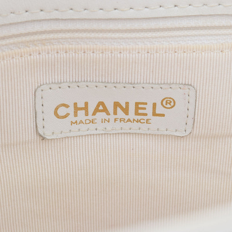 CHANEL シャネル ワイルドステッチ チェーントート ホワイト レディース ラムスキン ショルダーバッグ Bランク 中古 銀蔵