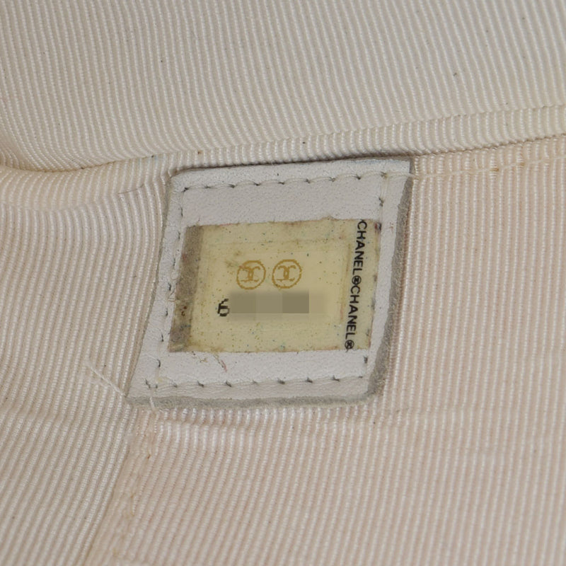 CHANEL シャネル ワイルドステッチ チェーントート ホワイト レディース ラムスキン ショルダーバッグ Bランク 中古 銀蔵