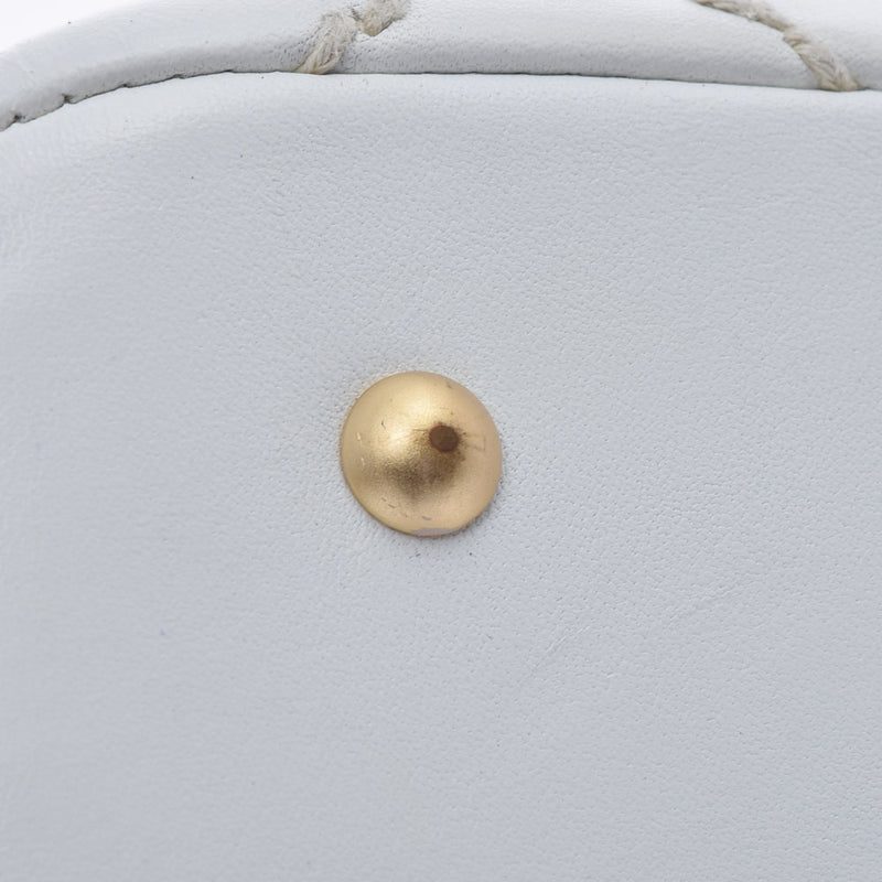 CHANEL シャネル ワイルドステッチ チェーントート ホワイト レディース ラムスキン ショルダーバッグ Bランク 中古 銀蔵